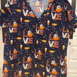 Women's Festive Love Print Top